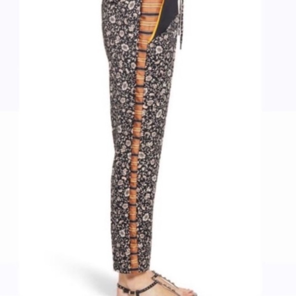 Scotch & Soda Palm Cove Striped Floral Tuxedo Silky Pants - Picture 4 of 15